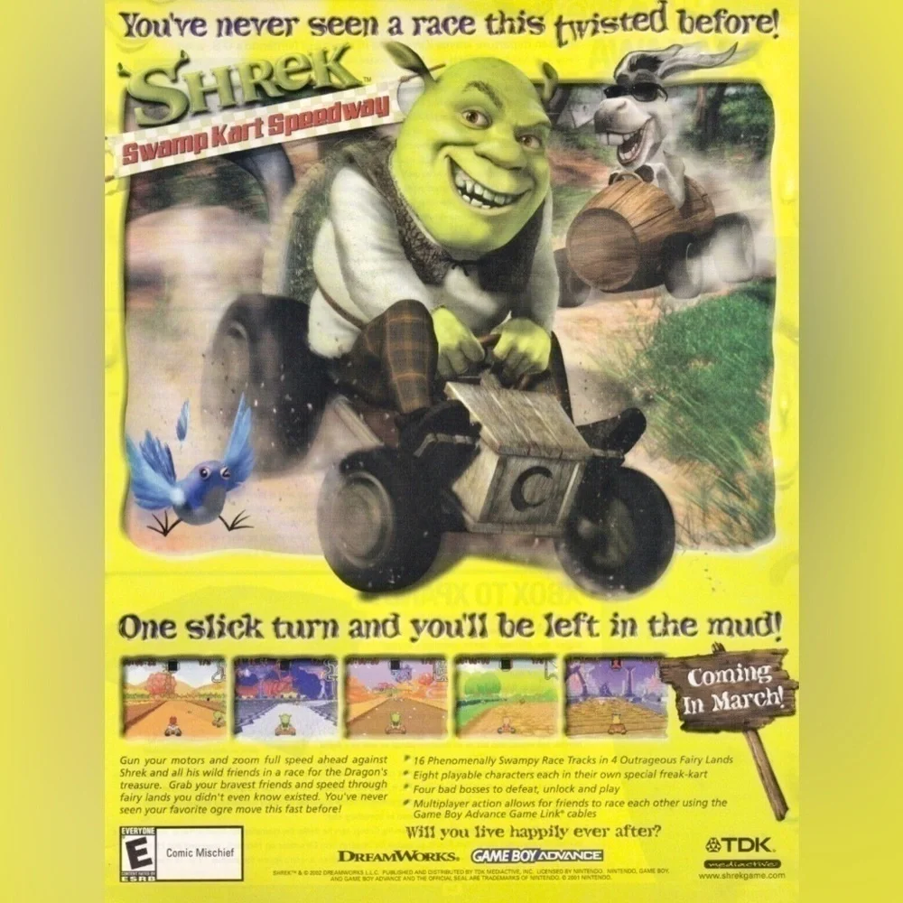 📚Nintendo Game Boy Advance Shrek Swamp Kart Speedway Cartridge